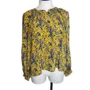 Karen Walker Womens Madewell Blouse Size Medium Yellow Peplum Back Tie Pure Silk